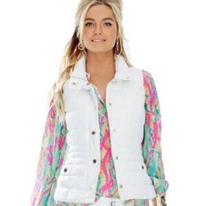 Lilly Pulitzer Isabella White Down Filled Puffer Vest L/XL